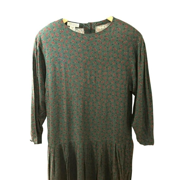 Vintage Compagnie Internationale Express Printed Y2K 1990s Midi Dress Large - Picture 2 of 6